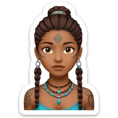 tribal girl Tattooed, not wearing necklace sticker