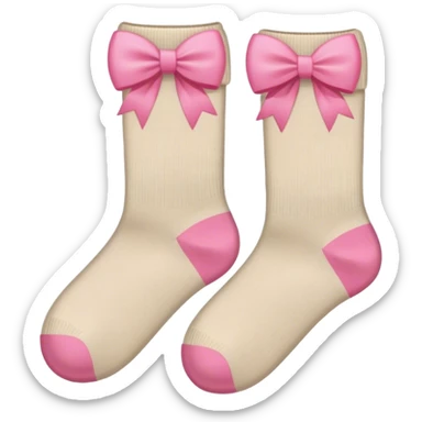 aesthetic biege socks with pink bows sticker