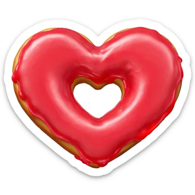 Realistic isolated heart shaped donut with red frosting. sticker
