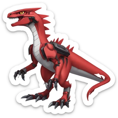  Cool Edgy Red Digimon-Fakemon-Guilmon-Velociraptor-Dragon-Mecha full body sticker