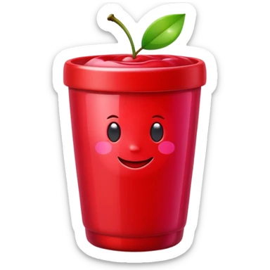 Cherry red on aColorful fruits with glowing antioxidant particles, cell protection, bright clean colors, simple emoji style cup sticker