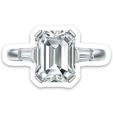 solitaire emerald cut diamond ring  sticker