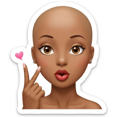 Bald head African American woman blowing a kiss sticker