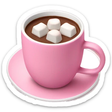 Hot chocolate with marshmallows in a little pink coffee cup sticker