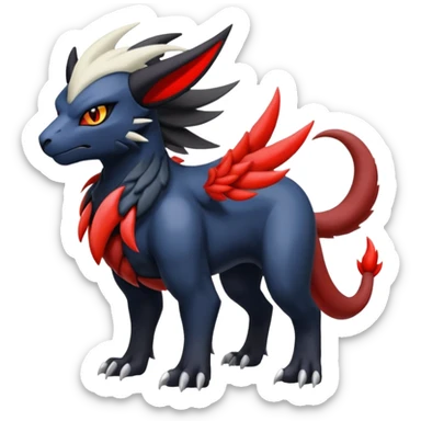 Handsome cool badass edgy Absol-Litten-Darkrai-Giratina-Yveltal-Pokémon-Fakémon-fusion-hybrid-creature sticker