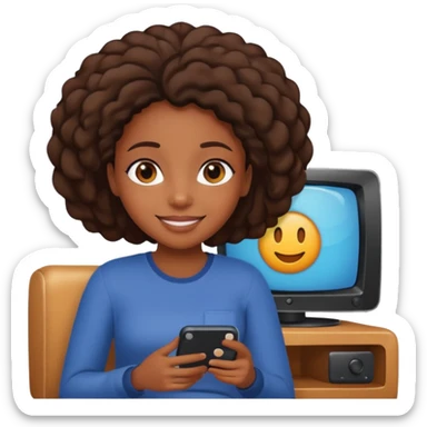 black girl watching tv  sticker