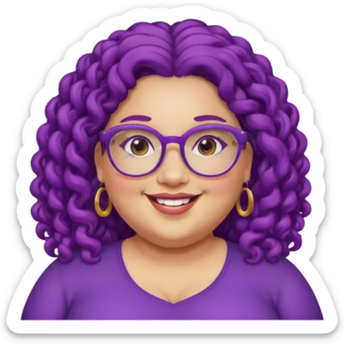  glassess and purple curly long haired fat girl earrings beautiful sticker
