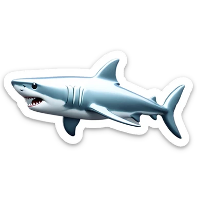 A fully chromed figurine of a shark in japaneese style. sticker