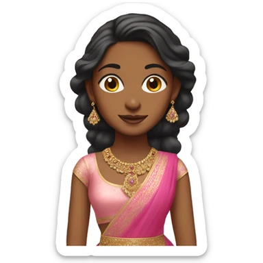 brown girl in pink lehenga sticker