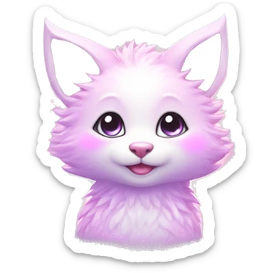 Kawaii cute gorgeous colorful sparkly bright light pastel lilac-pink-white-gradient fantasy ethereal fursona animal creature sticker