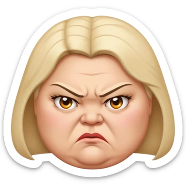 angry fat lady face profile sticker