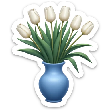 White tulips Flowers in a blue vase sticker