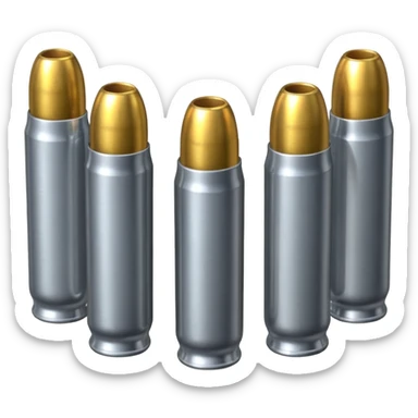 five gun bullets. four of them of one color and the fifth one of another color sticker