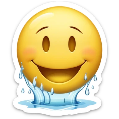smiley face with water being poured down its throat sticker