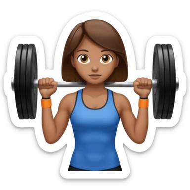 Girl with brown hair and brown eyes with a middle part weight lifting sticker