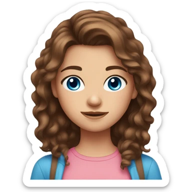 Pretty brown haired girl, and she blue eyed pink clothes sticker