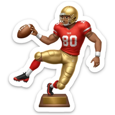 trophy of football player gold player giving stiff arm knee up sticker