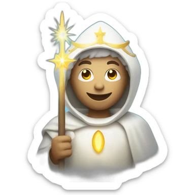 white pilgrim with a staff and a halo of light sticker