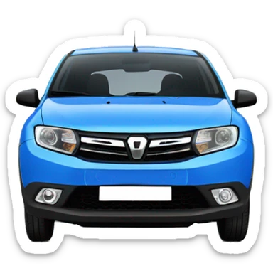 blue dacia sandero with 3 wheels seen from front sticker
