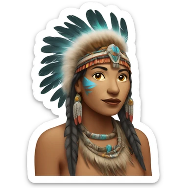 shaman woman with feathers  sticker