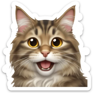 very cute yawning Mainecoon cat sticker
