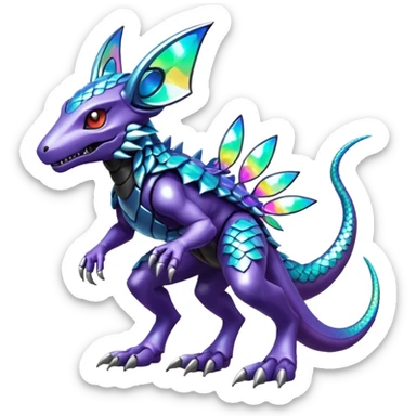  exotic colorful Protogen-Fakémon-Pokémon-Spectrobes-Digimon-Vernid-creature (full body) sticker
