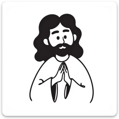 Jesus Christ with long hair and beard, wearing robes, with a kind expression sticker