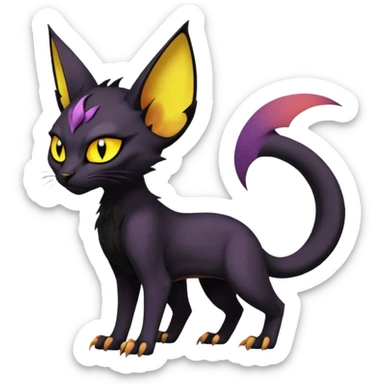 Black edgy Noivern-Noibat-Torracat-Sphynx-Lykoi-Caracal-cat-Fakemon-fusion-hybrid-creature sticker