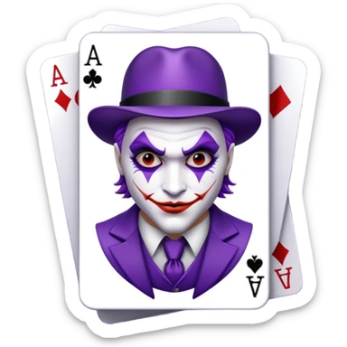 Glitter Purple and White Joker Gangster Card sticker