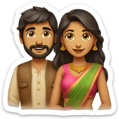 cute indian couple south indian girl from Kerala and a bearded Gujarati boy sticker