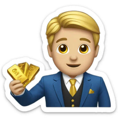 Posh-man-with-blue-suit-offering-goldbar sticker