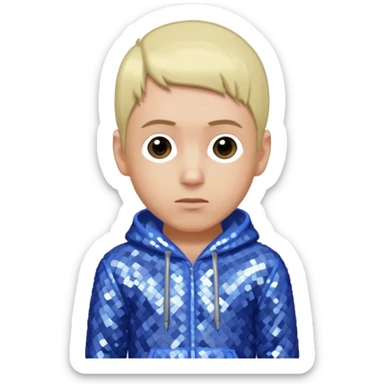 Eminem with blonde hair, periwinkle sequin outfit  sticker