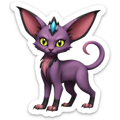 Black edgy Noivern-Noibat-Purloin-Sphynx-Lykoi-Caracal-cat-Fakemon-fusion-hybrid-creature sticker
