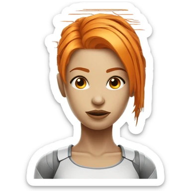 Head Female cyborg orange hair and circuits sticker