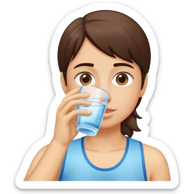 Person drinking water from a glass, refreshing sticker