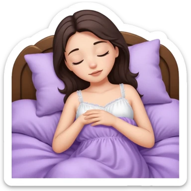 brunette-single-girl-in-lavender-bed-sleeping-pretty-eyelashes-light-skin sticker