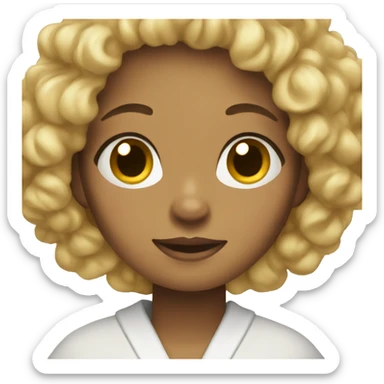 girl with curly blonde hair in a robe sticker