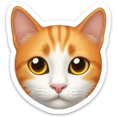 an orange and withe cat (an orange mark that looks like eyebrows) cat sticker