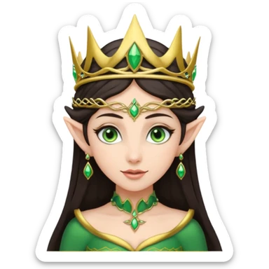 elf woman wearing tiara and dark hair sticker