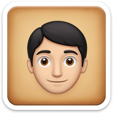 black haired guy parted in the middle with narrow eyes and a crooked smile sticker