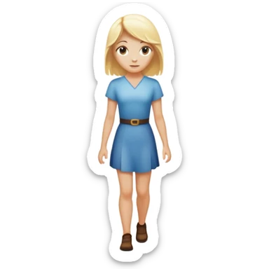 back of blonde woman stands In front at a crossroads between two paths—one illuminated, the other in shadow... scary and sunlight ...she walks the light path  sticker