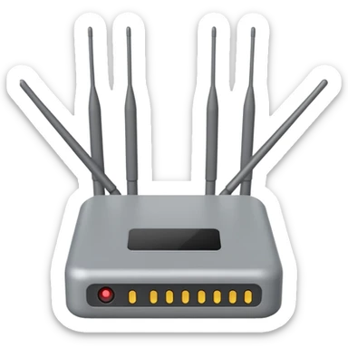 a real, highly realistic modem with antennas sticker