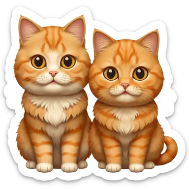 Two cat, Tabby Persian happy cat and orange Sottish fold cat sticker