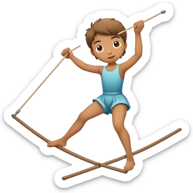 person on tightrope holding horizontal balancing stick
 sticker
