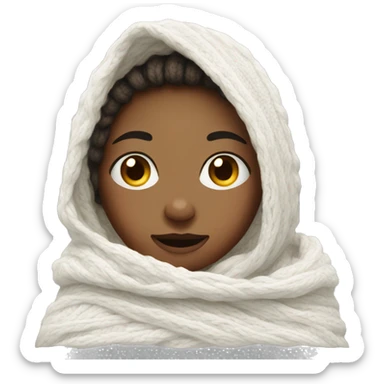 Girl wrapped in a knitted white blanket  sticker