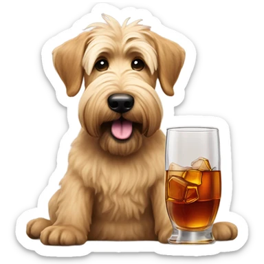 Wheaten terrier drinking bourbon  sticker