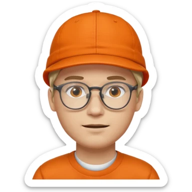 white young man in glasses with an orange cap sticker
