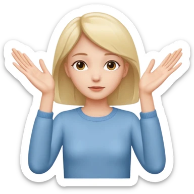 Girl with two hands in front out palms facing upwards  sticker