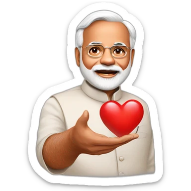 Narendra Modi with heart in hand sticker