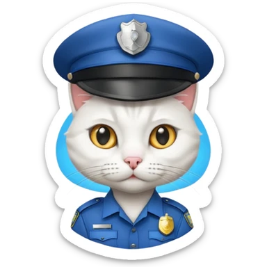 white cat police sticker